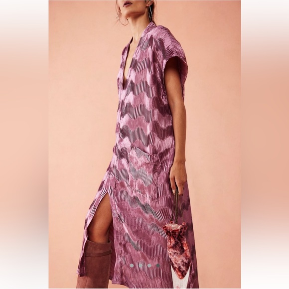 NWT Free People Wrinkle in Time Maxi Kaftan One Size in Plum - Picture 4 of 5